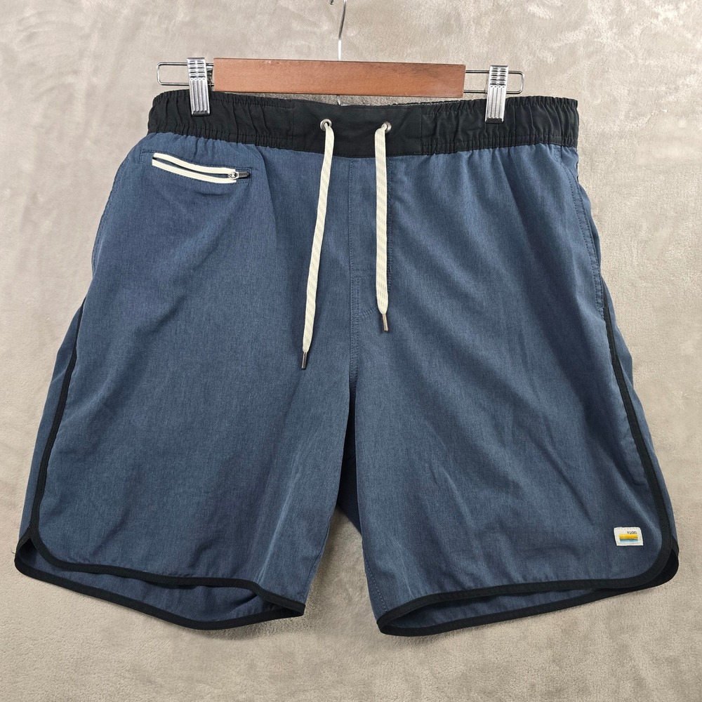 Vuori Men's Blue Athletic Drawstring Shorts with Black Trim